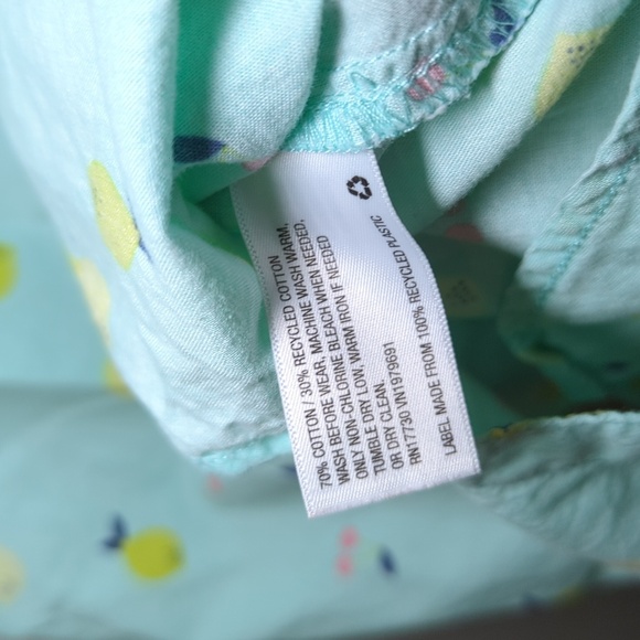 Cat & Jack Lemon Lime + Cherry Print Sleeveless Button Down Girls Size M 7-8 - Picture 3 of 4